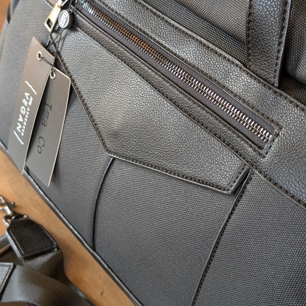 Black Vegan Leather Weekender Bag
